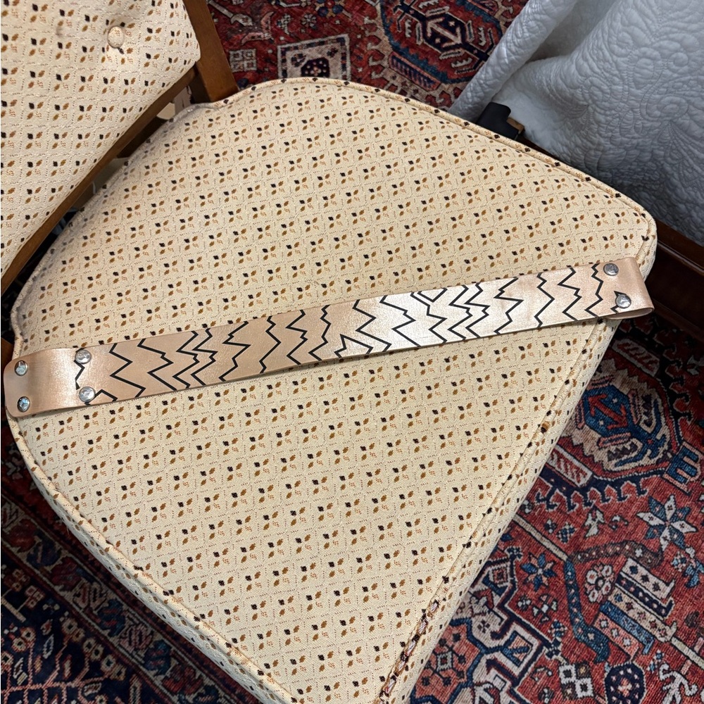 Katie Kalsi signed leather Strap with Zigzag Pattern in gold and black.  20 “
